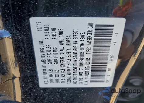 2016 Acura Tlx из США, поврежденный, VIN 19UUB1F31GA002025